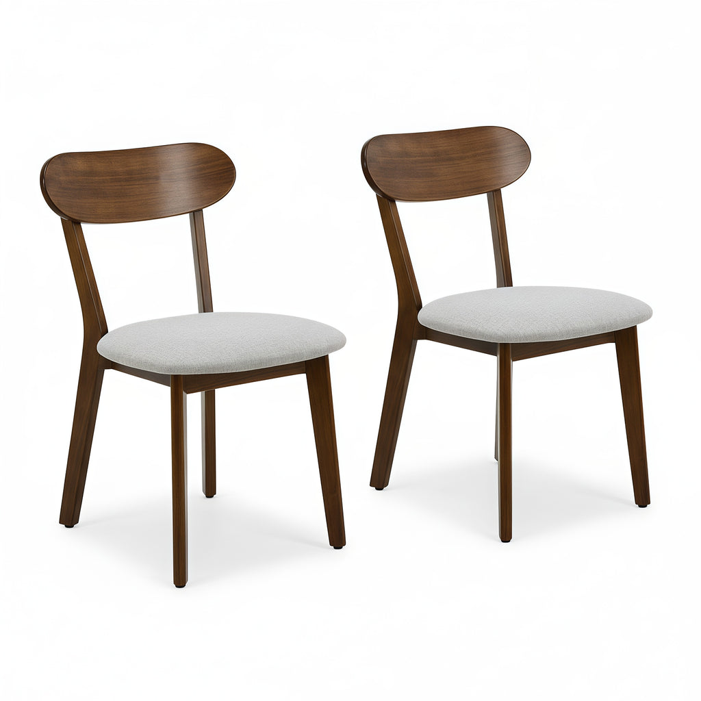 100% Solid Wood Dining Chairs with Curved Backrest Upholstered