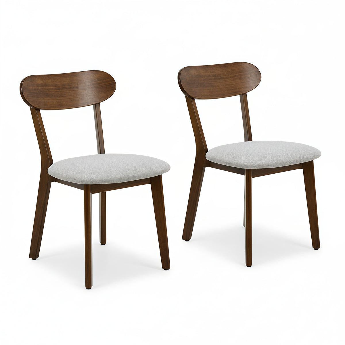 100% Solid Wood Dining Chairs with Curved Backrest Upholstered