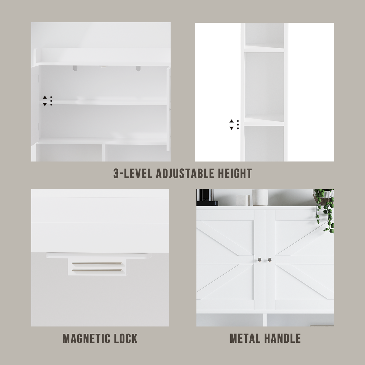 Over-The-Toilet Storage Cabinet with Adjustable Shelf Double Door