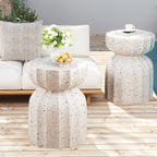 2PC 13" Modern MgO Cement Waterproof Coffee Table and Side Table