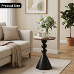 Luckybell Wood Round Tabletop Martini Table,Vintage Drum Side End Table,Modern Nightstand Accent Pedestal Tables Drink Tables for Small Space Living Room, Bedroom,Walnut