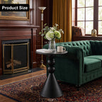 Luckybell Metal Round Martini Table,Vintage Drum Side End Table,Modern Nightstand Accent Pedestal Tables Drink Tables for Small Space Living Room, Bedroom,Black