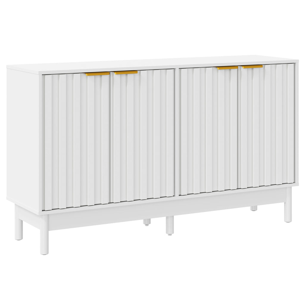 55'' Buffet Cabinet with Fluted Door and Adjustable Shelves,White