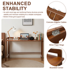 100% Solid Wood 49'' Folding Desk, Foldable Desk with Cable Groove,Walnut
