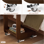100% Solid Wood C Shape End Table,360° Adjustable & Foldable Desktop
