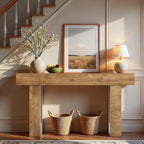 63'' Long Console Table, Farmhouse Entryway Table with Storage