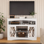 55'' Farmhouse TV Stand with Glass Doors & LED Lights