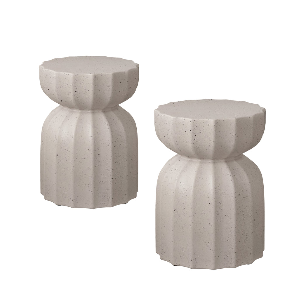 2PC 13" Modern MgO Cement Waterproof Coffee Table and Side Table