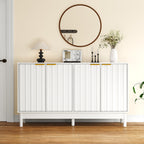55'' Buffet Cabinet with Fluted Door and Adjustable Shelves,White