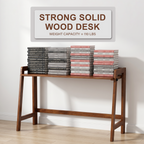 100% Solid Wood 49'' Folding Desk, Foldable Desk with Cable Groove,Walnut