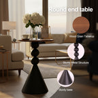 Luckybell Wood Round Tabletop Martini Table,Vintage Drum Side End Table,Modern Nightstand Accent Pedestal Tables Drink Tables for Small Space Living Room, Bedroom,Walnut