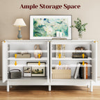 55'' Buffet Cabinet with Fluted Door and Adjustable Shelves,White