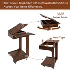 100% Solid Wood C Shape End Table,360° Adjustable & Foldable Desktop