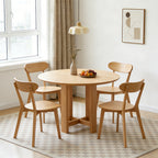 100% Natural Solid Wood Dining Chairs with Curved Backrest