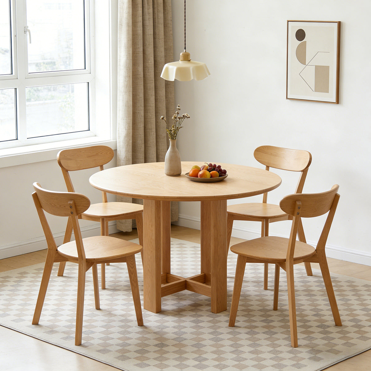 100% Natural Solid Wood Dining Chairs with Curved Backrest