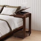 100% Solid Wood C Shape End Table,360° Adjustable & Foldable Desktop