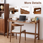 100% Solid Wood 49'' Folding Desk, Foldable Desk with Cable Groove,Walnut