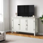 Boho Sideboard Buffet Cabinet with Doors and Adjustable Shelves,White