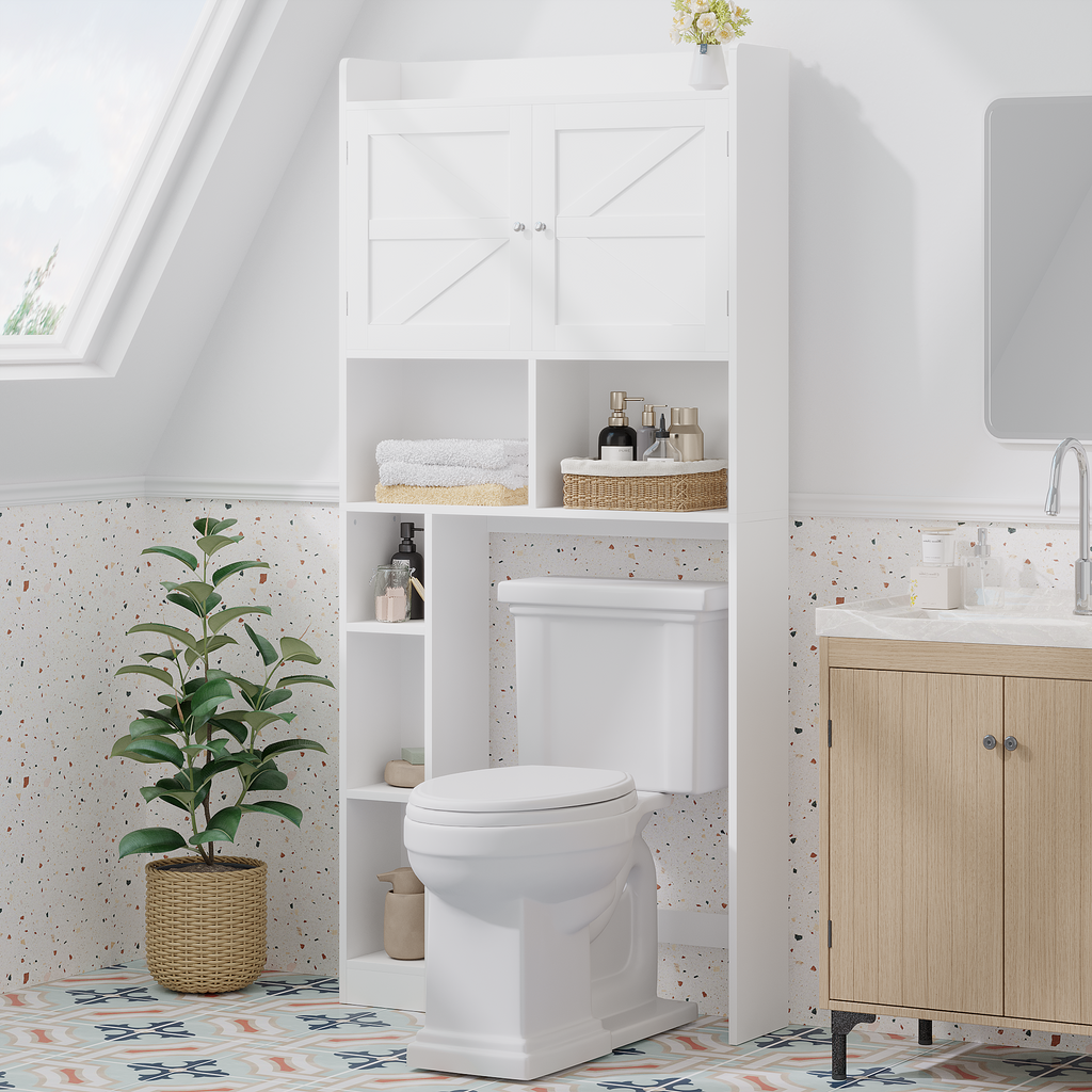 Over-The-Toilet Storage Cabinet with Adjustable Shelf Double Door