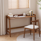 100% Solid Wood 49'' Folding Desk, Foldable Desk with Cable Groove,Walnut