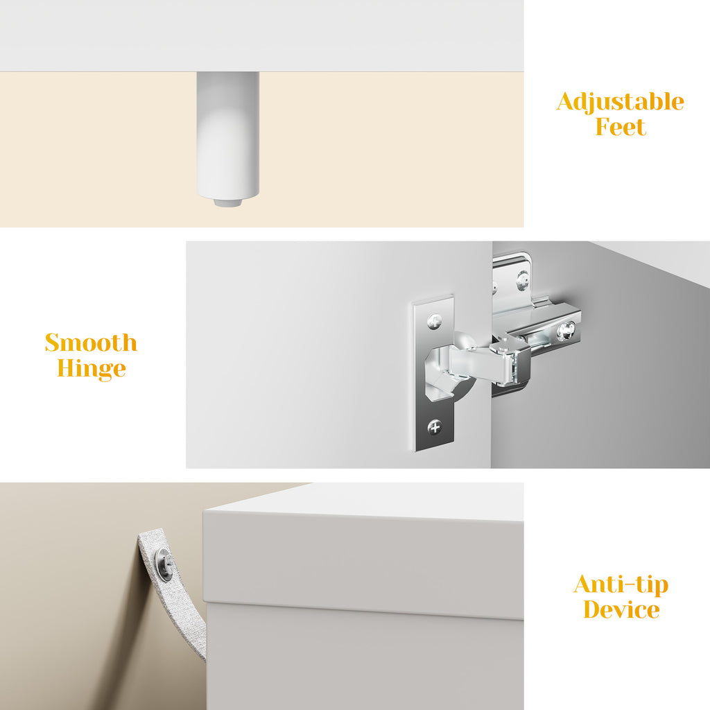 55'' Buffet Cabinet with Fluted Door and Adjustable Shelves,White