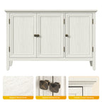 Boho Sideboard Buffet Cabinet with Doors and Adjustable Shelves,White