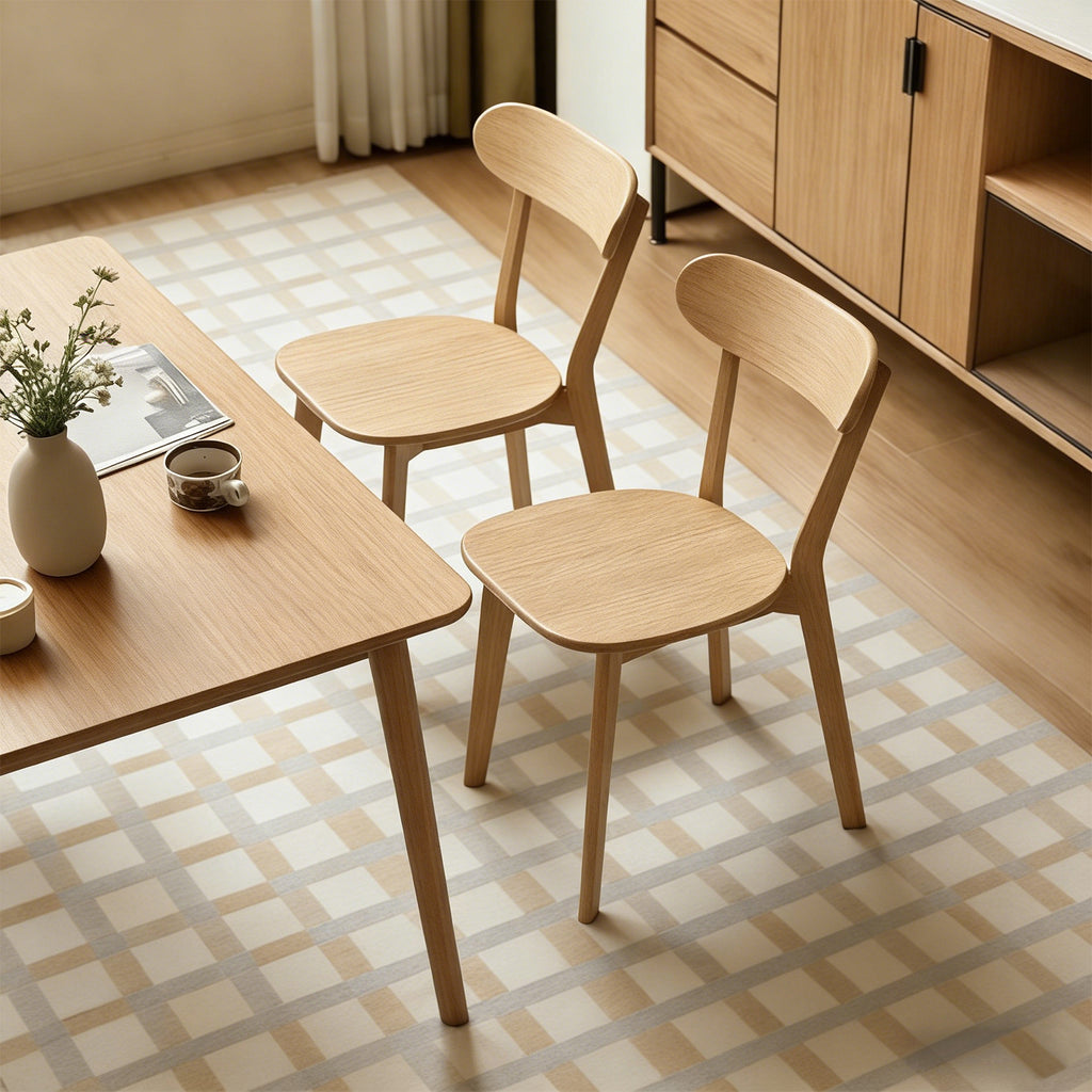 100% Natural Solid Wood Dining Chairs with Curved Backrest