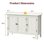 Boho Sideboard Buffet Cabinet with Doors and Adjustable Shelves,White