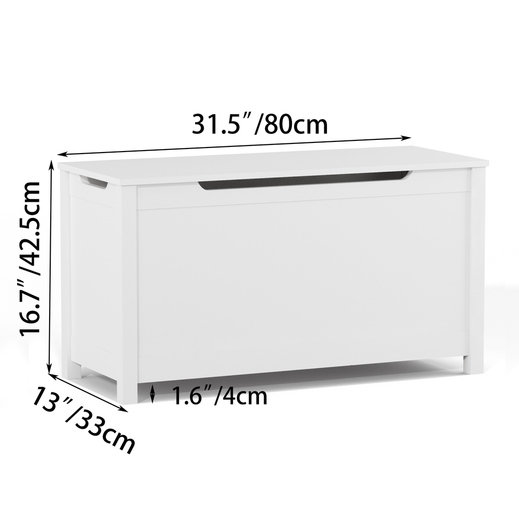Wooden Toy Box Storage Organizer with Safety Hinged Lid