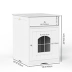 Wooden Pet House Cat Litter Box Enclosure with Drawer Side Table