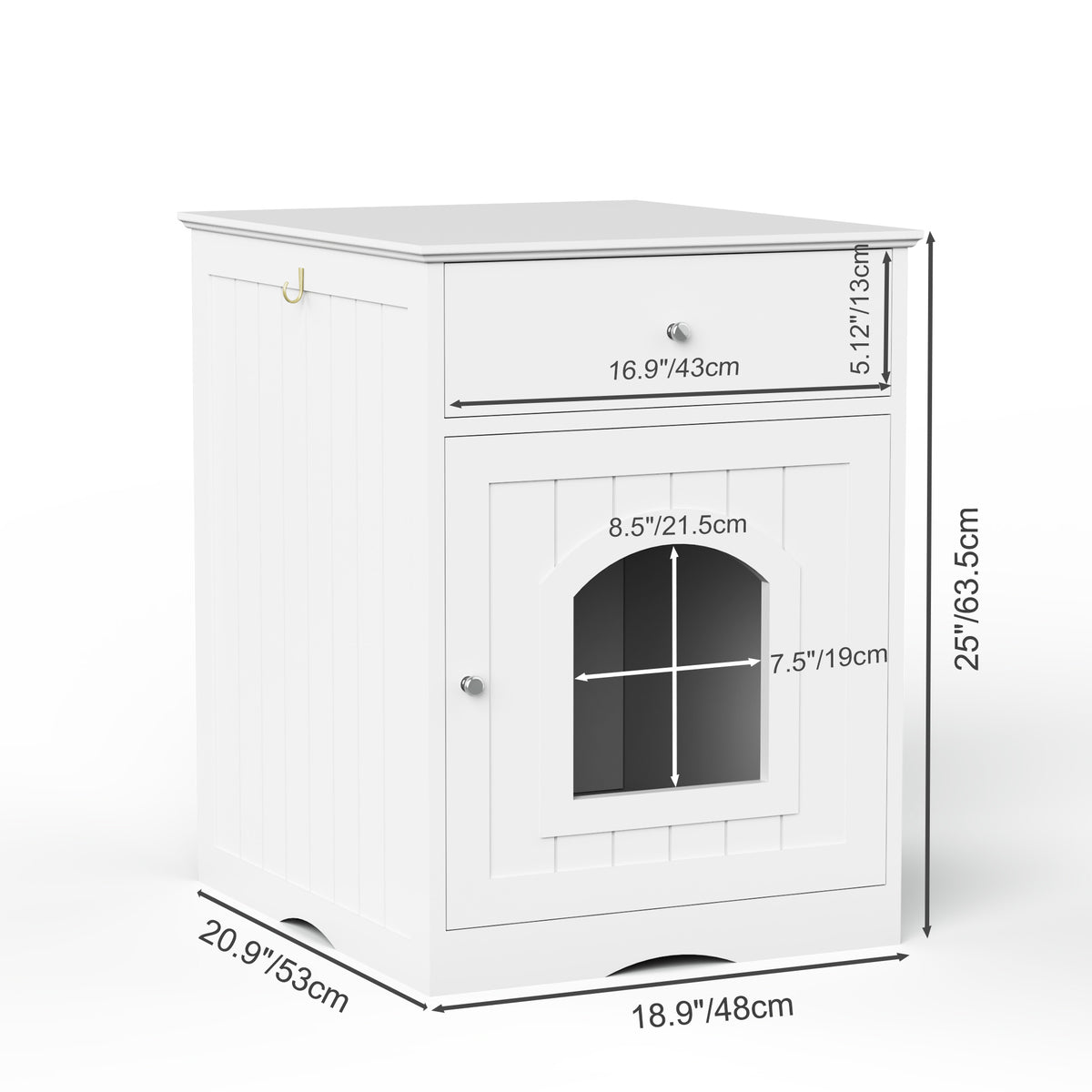 Wooden Pet House Cat Litter Box Enclosure with Drawer Side Table