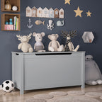 Wooden Toy Box Storage Organizer with Safety Hinged Lid