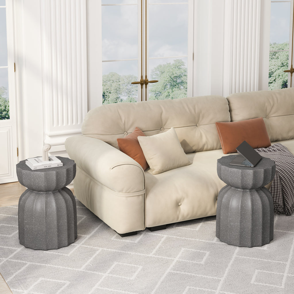 2PC 13" Modern MgO Cement Waterproof Coffee Table and Side Table