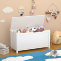 Wooden Toy Box Storage Organizer with Safety Hinged Lid