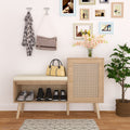 2-in-1 Shoe Cabinet Storage Bench with Removable Seat Cushion