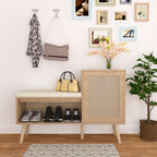 2-in-1 Shoe Cabinet Storage Bench with Removable Seat Cushion