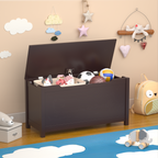 Wooden Toy Box Storage Organizer with Safety Hinged Lid