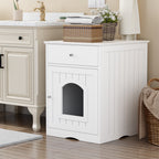 Wooden Pet House Cat Litter Box Enclosure with Drawer Side Table