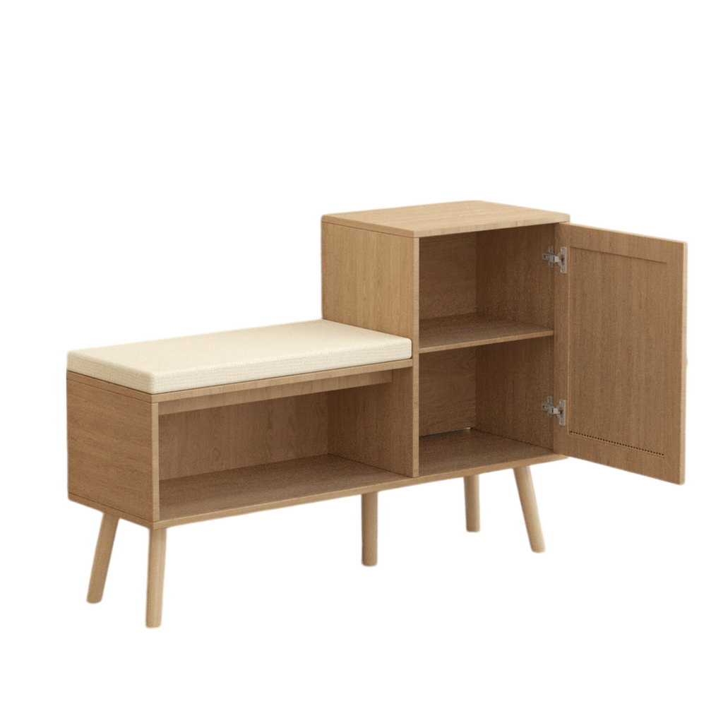 2-in-1 Shoe Cabinet Storage Bench with Removable Seat Cushion