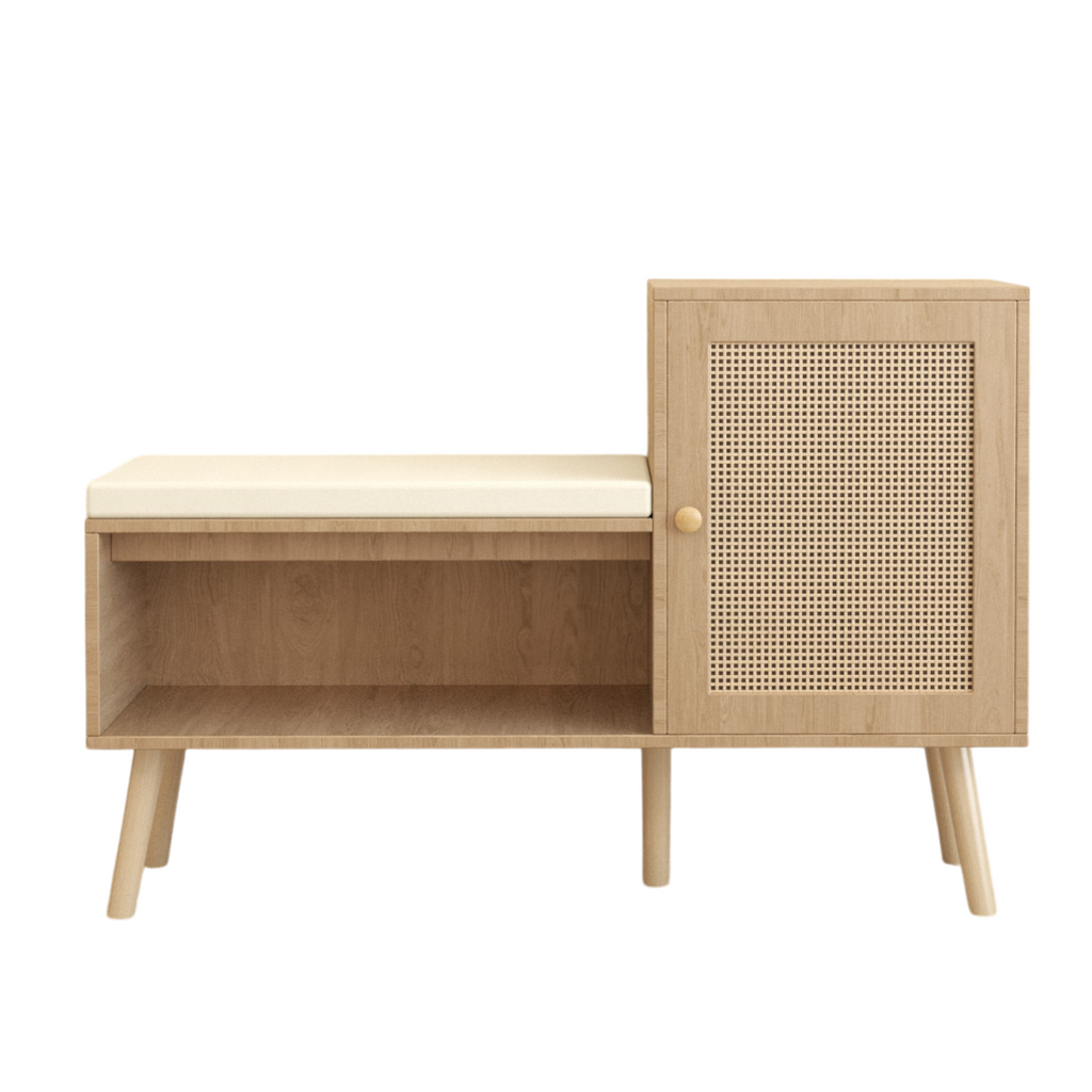 2-in-1 Shoe Cabinet Storage Bench with Removable Seat Cushion