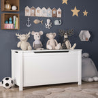 Wooden Toy Box Storage Organizer with Safety Hinged Lid