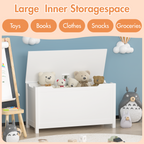 Wooden Toy Box Storage Organizer with Safety Hinged Lid