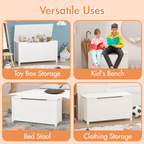 Wooden Toy Box Storage Organizer with Safety Hinged Lid