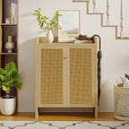 42.5" Rattan Shoe Cabinet with Door,6-Tier with Adjustable Shelve