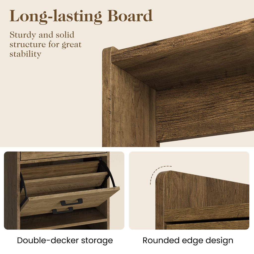 5-in-1 Entryway Shoe Cabinet Storage with Flip Drawer Pegboard