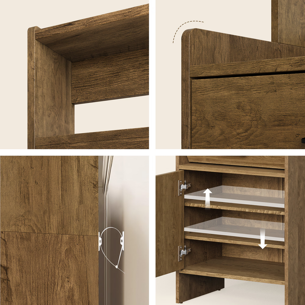 5-in-1 Entryway Shoe Cabinet Storage with Flip Drawer Pegboard