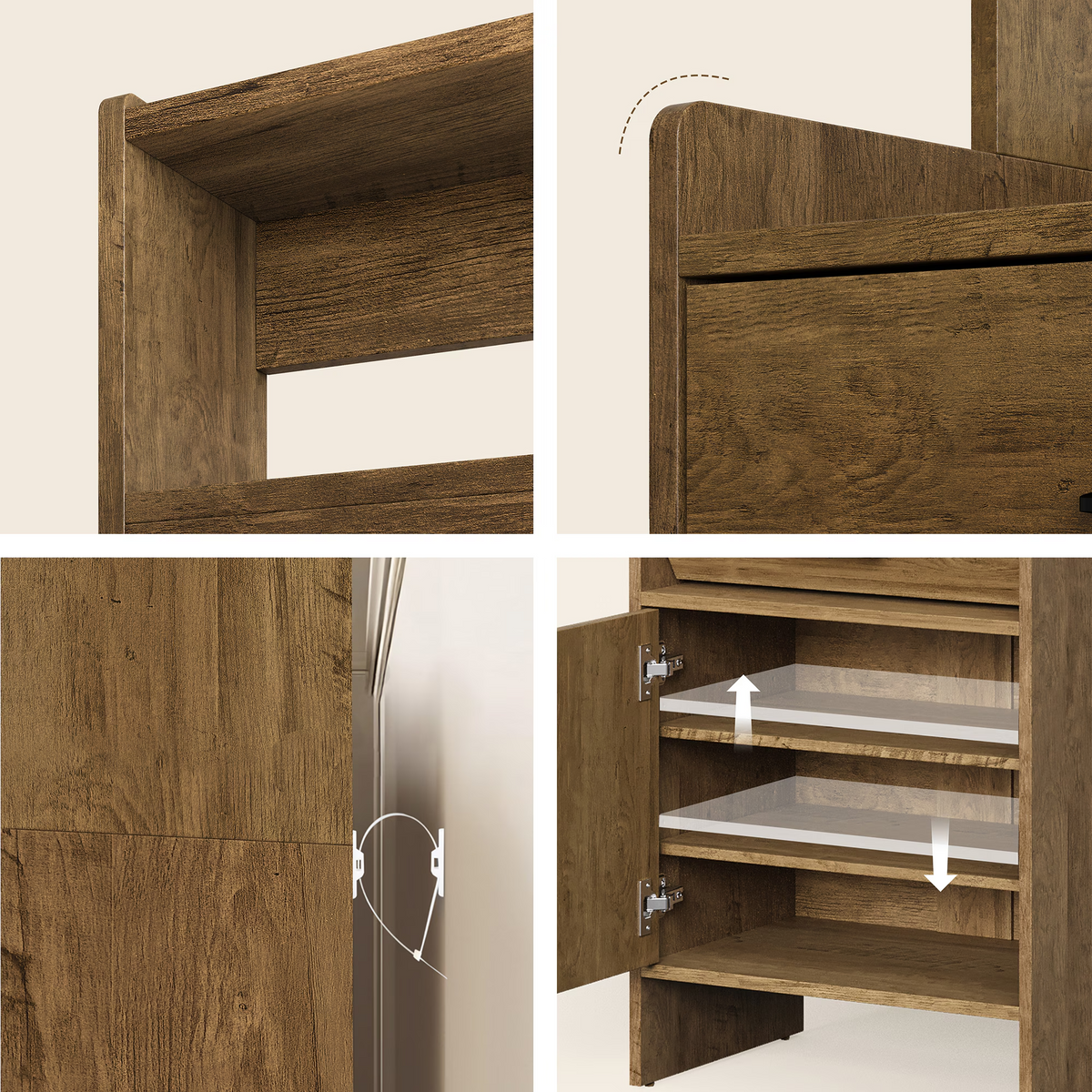 5-in-1 Entryway Shoe Cabinet Storage with Flip Drawer Pegboard