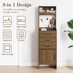 5-in-1 Entryway Shoe Cabinet Storage with Flip Drawer Pegboard