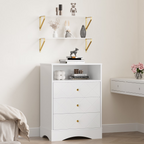 3 Dresser with Drawers & Floating Shelves with Open Storage
