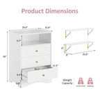 3 Dresser with Drawers & Floating Shelves with Open Storage